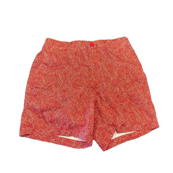 Abercrombie XS Zip Button Resort Hybrid Shorts Red Printed Swim Beach Trunks C4 - Picture 1 of 5